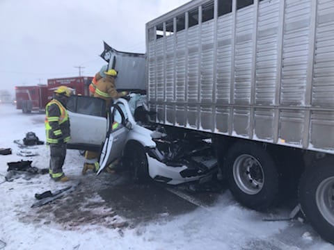Driver seriously injured after SUV collides with cattle truck post image