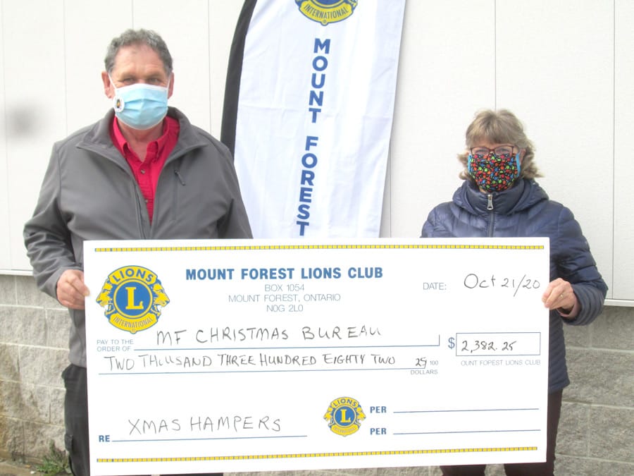 Mount Forest Lions Club makes donation to Christmas Bureau's Christmas hamper program post image
