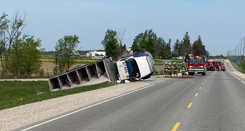 Driver receives minor injuries after truck rolls into ditch post image