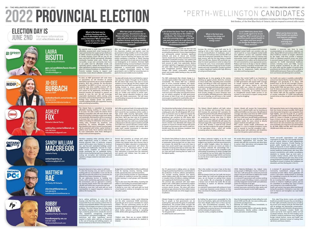 Provincial election Q&A: Perth-Wellington candidates post image