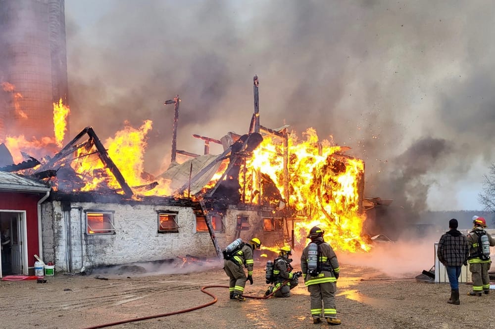 Dozens of cows perish in Sunday morning barn fire near Drayton post image