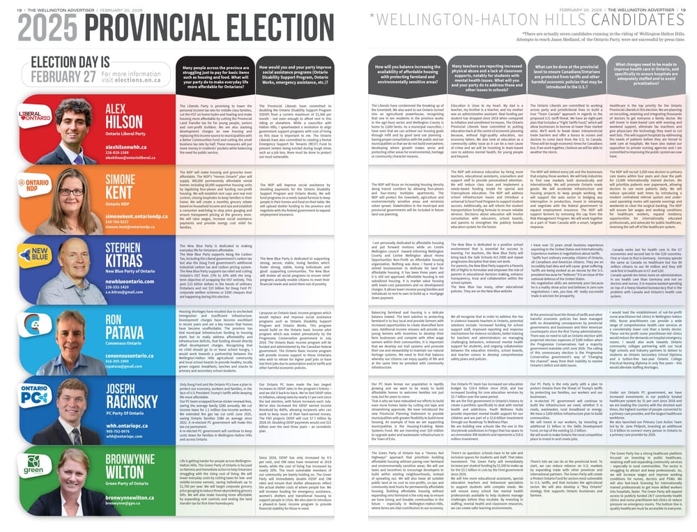 Provincial election Q&A: Wellington-Halton Hills candidates post image