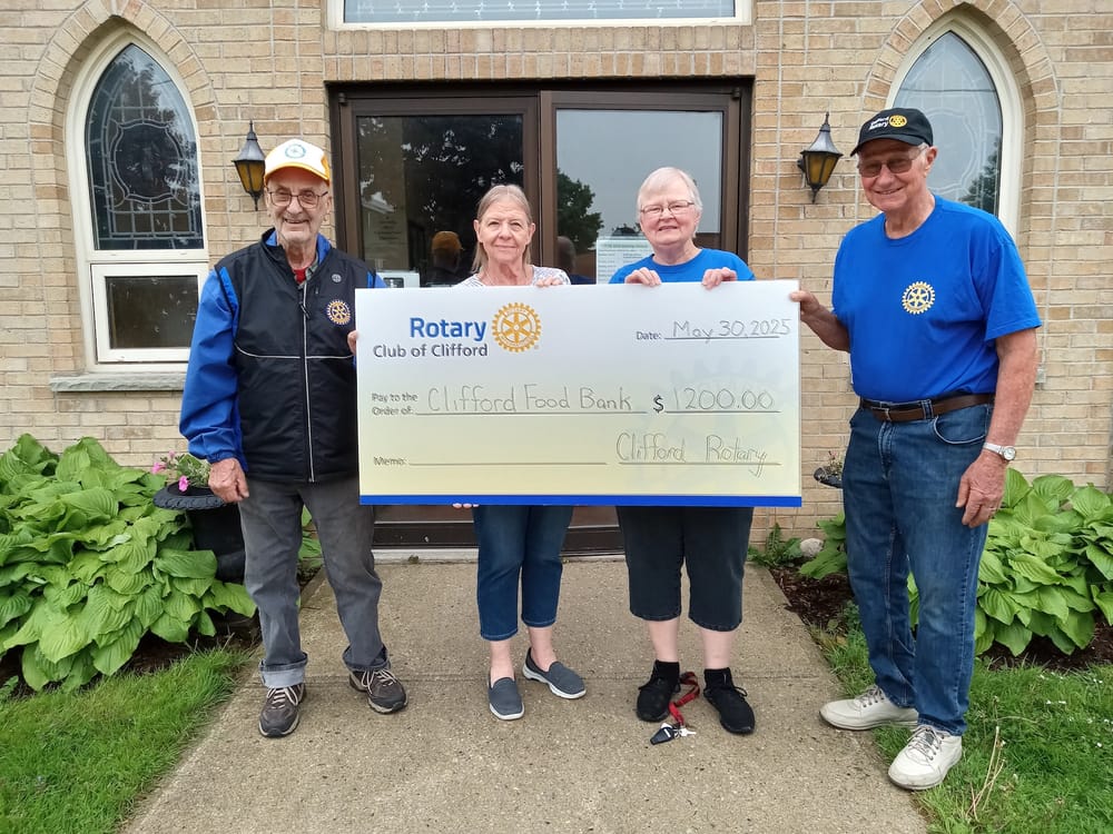 Clifford Rotary donates $1,200 to local food bank post image