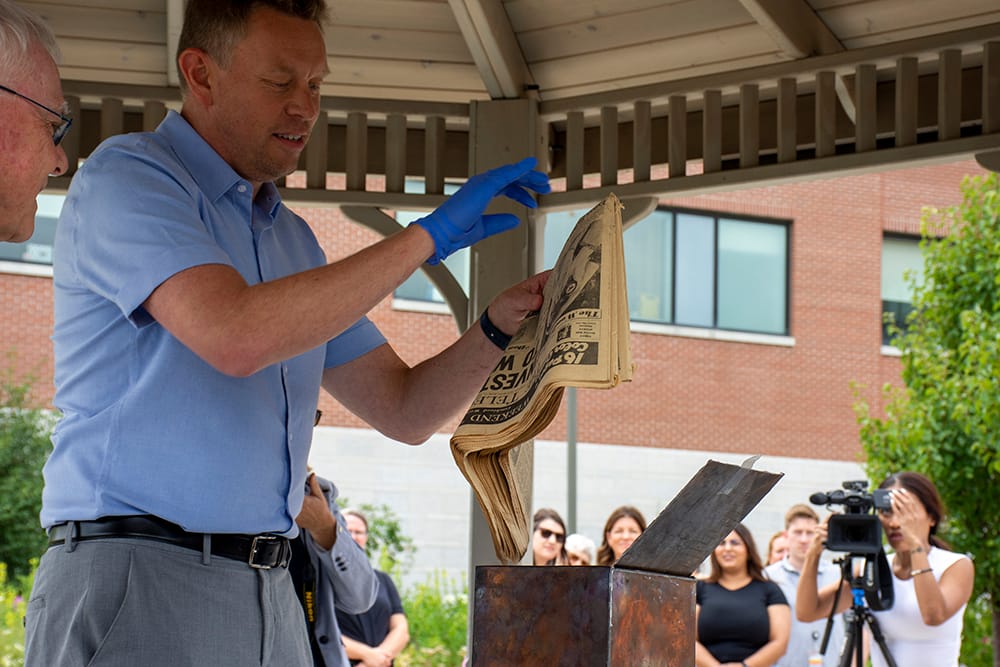 Groves officials open 70-year-old time capsule found in wall of old hospital post image
