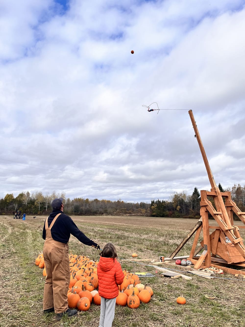 Handmade trebuchet sends pumpkins flying post image