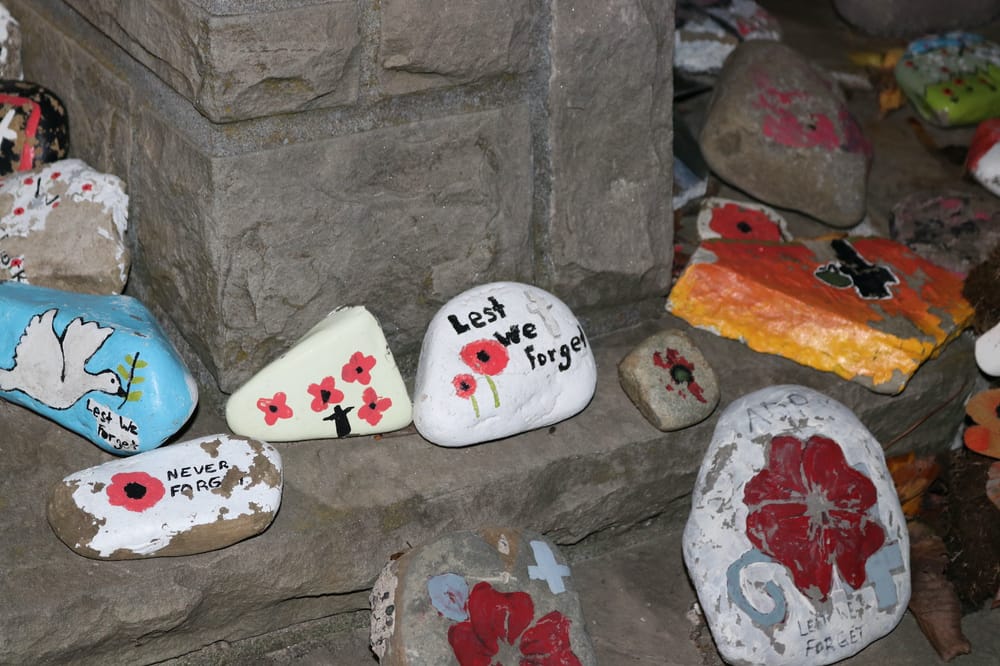 Painted rocks placed at Erin cenotaph post image
