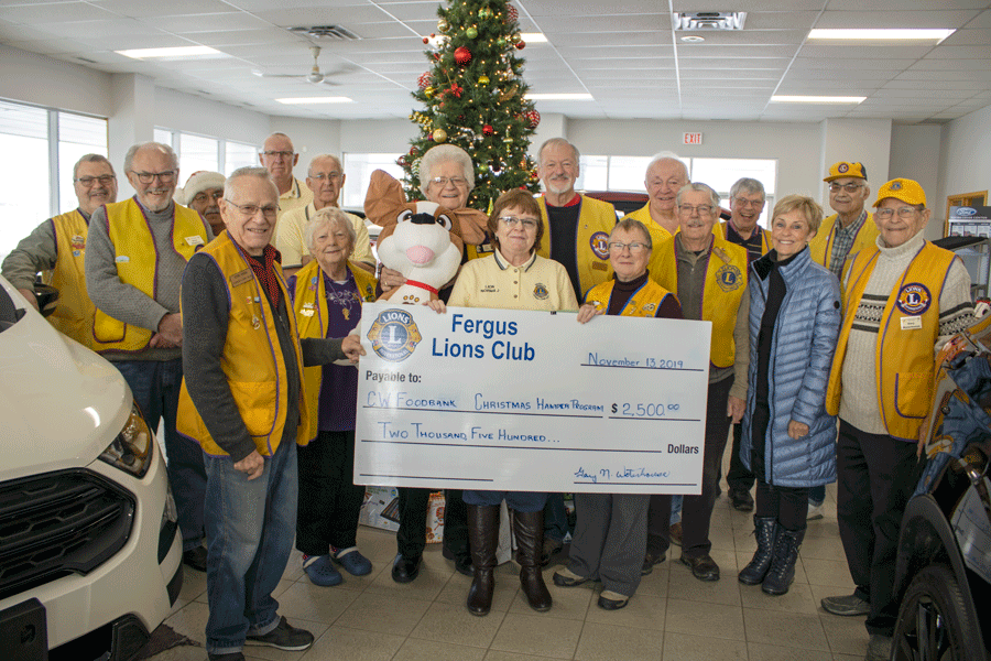 Fergus Lions launch 21st annual toy drive with $2,500 donation to food bank