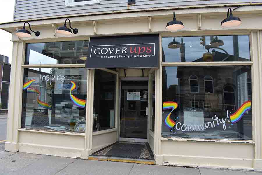 Downtown Fergus connected by rainbows