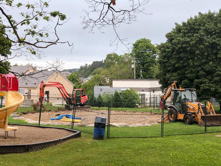 Elora splash pad under construction
