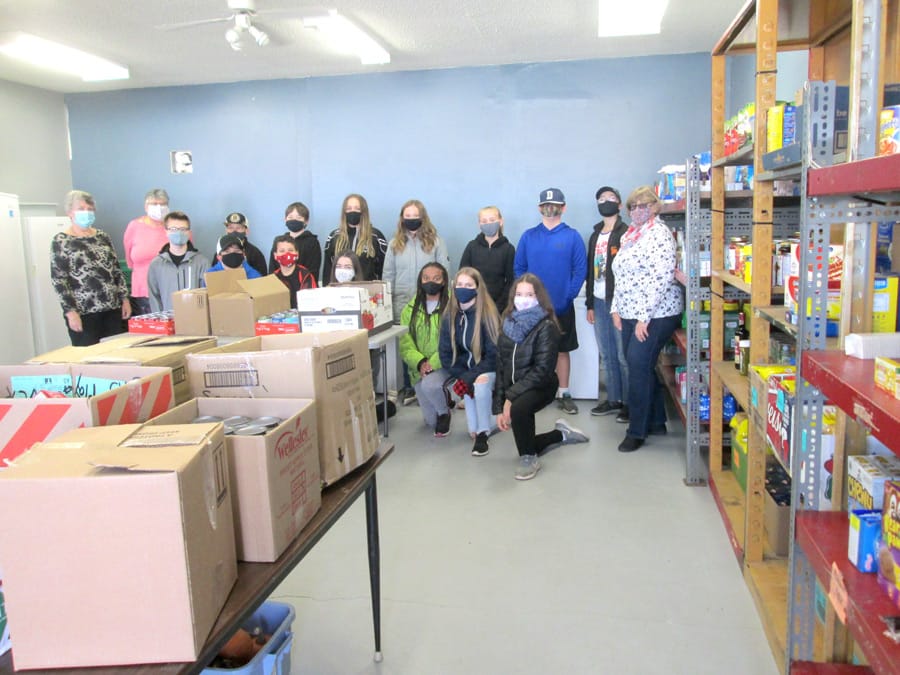 Grade 7 students, teachers donate 450 pounds of non-perishables to Mount Forest Community Food Pantry