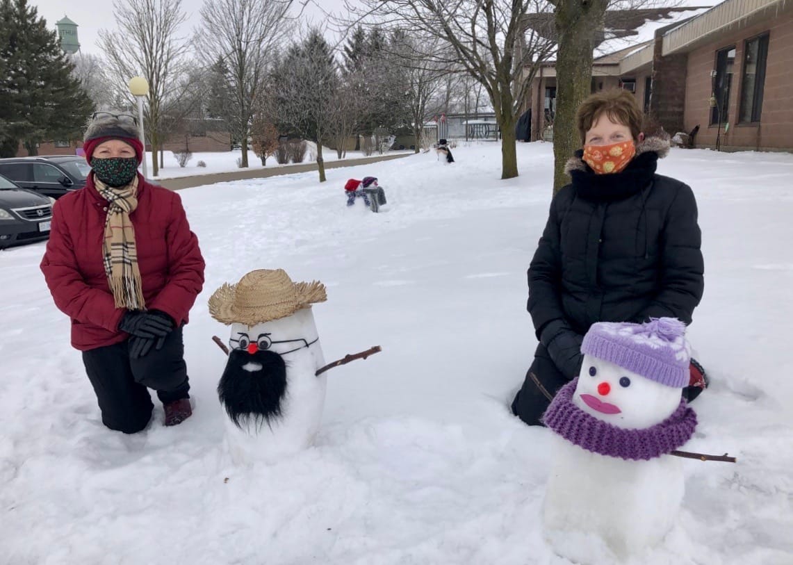 Residents use snow sculptures to bring cheer to Caressant Care residents, staff