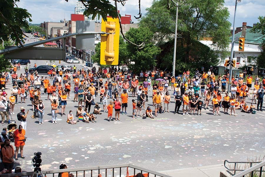 Hundreds turn out for ‘Cancel Canada Day’ march in Guelph