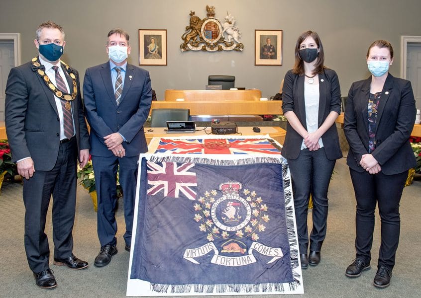Documentation of 153rd Wellington Battalion Colours highlighted at county council