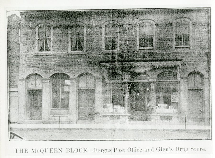 Fergus post office opened in 1836 with McQueen as postmaster