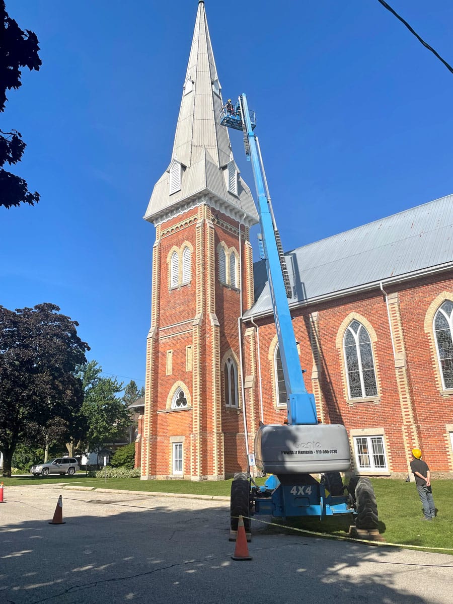 Bird's eye view from Harriston's Knox Calvin Presbyterian Church