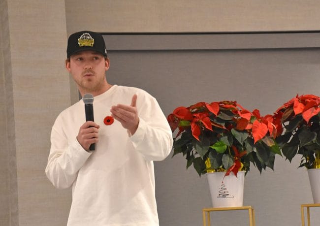 Humboldt Broncos crash survivor Tyler Smith talks about power of story at mental health event