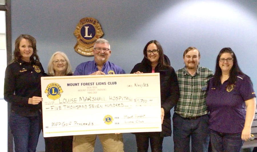 Mount Forest Lions donate to Louise Marshall Hospital Foundation
