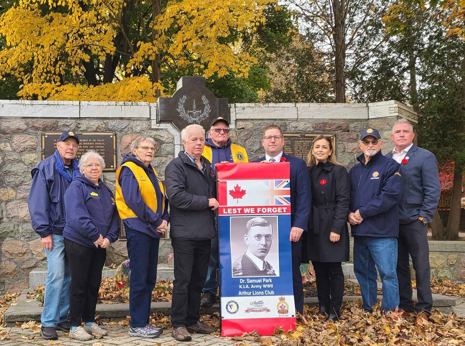Arthur Lions Club honours charter member, fallen lieutenant with banner