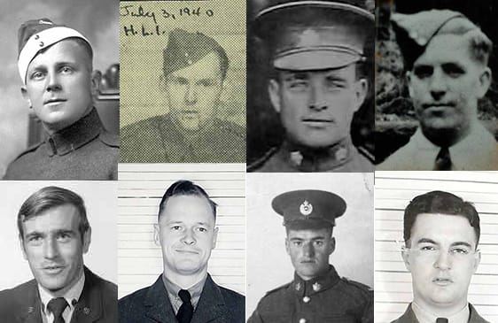 These men are among those who lived in Wellington County and died while serving in Canada's military. Top row, from left, Har