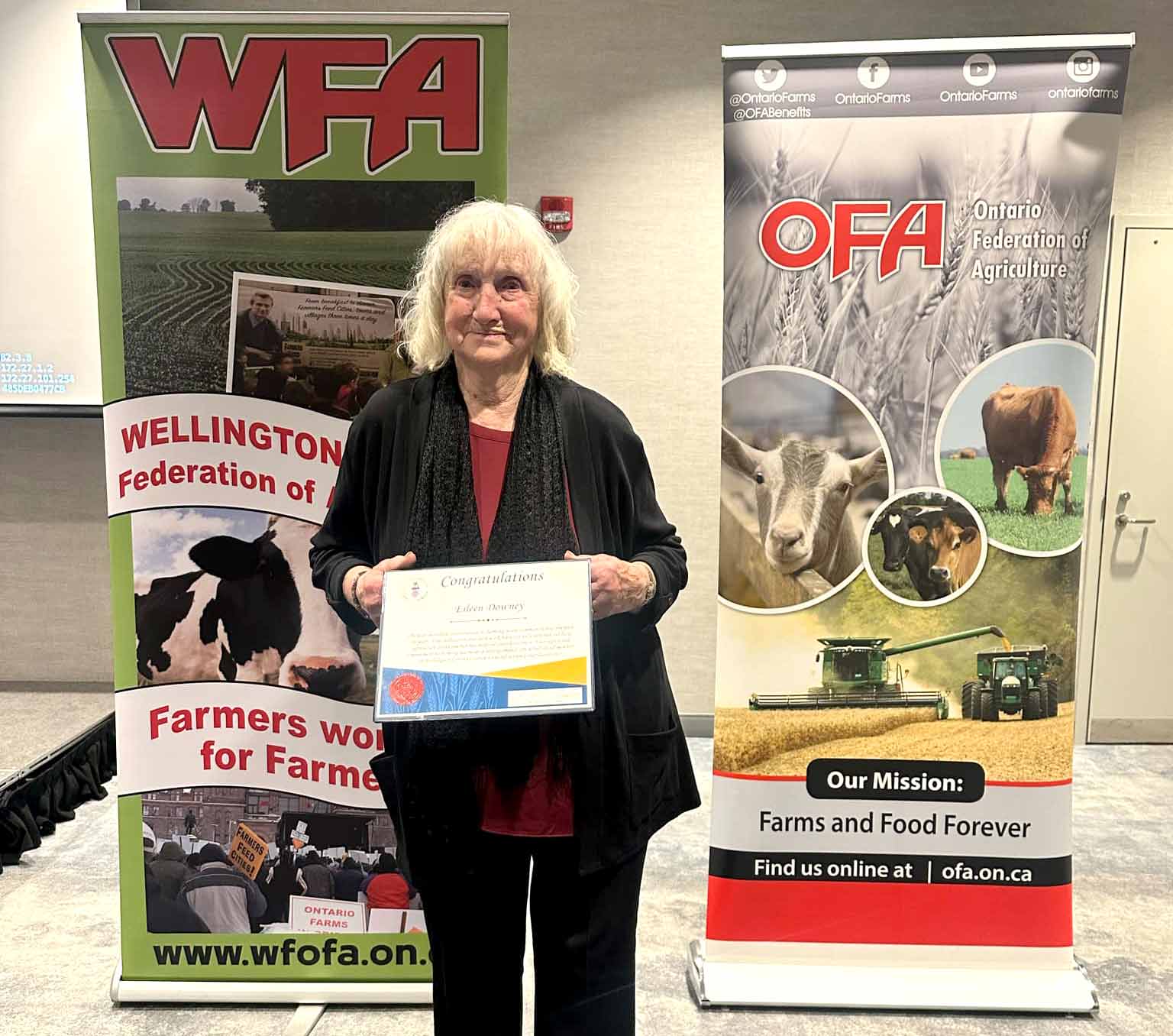 Eileen Downey receives WFA community award