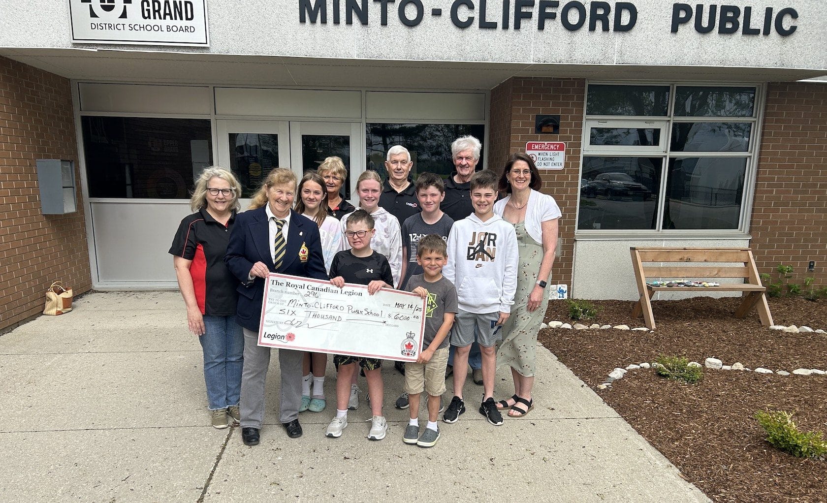 Harriston Legion presents $6,000 cheque to Minto-Clifford Public School