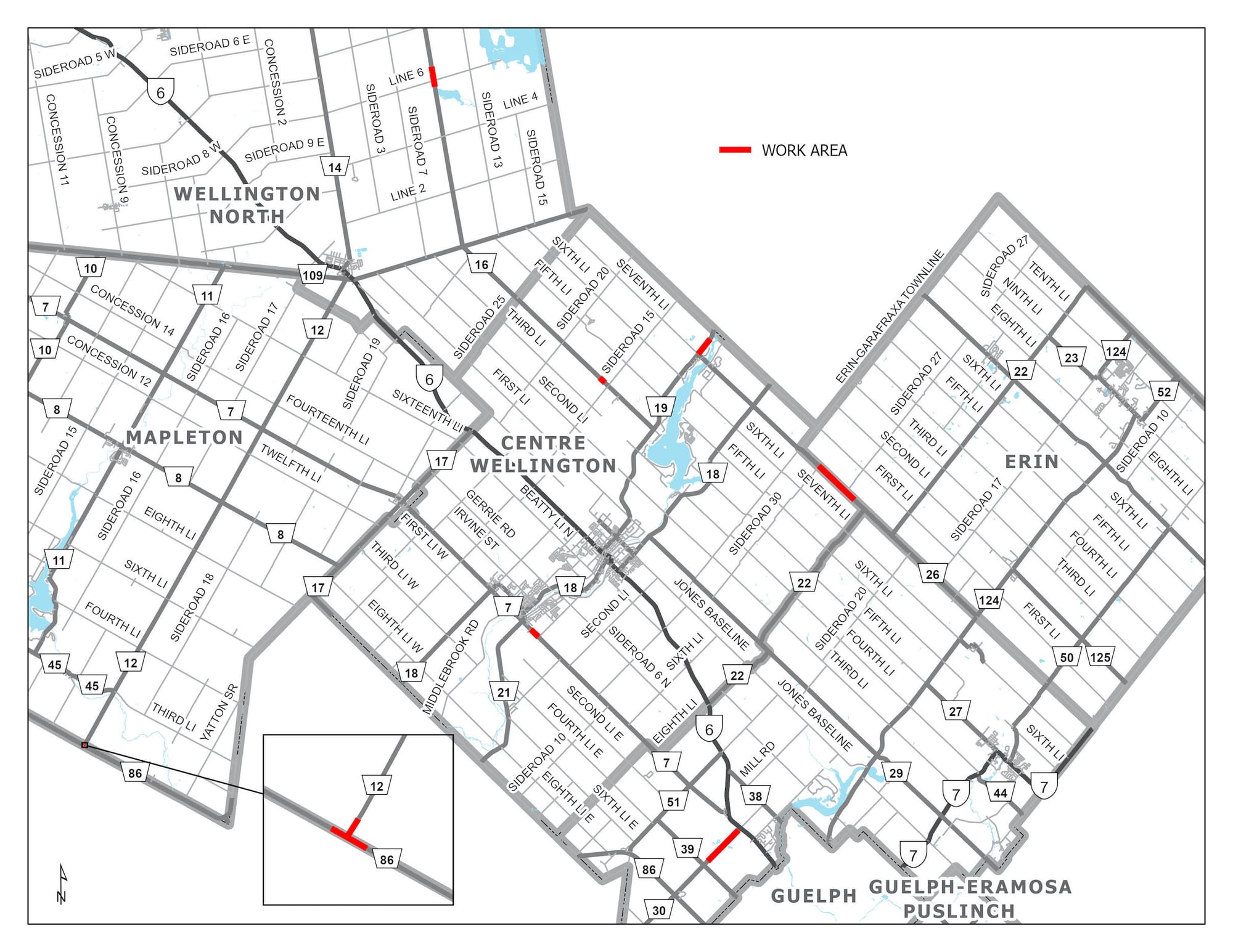 Pavement overlay projects at various locations in the county