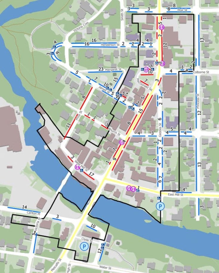Visitors will pay to park in downtown Elora; residents who register will not