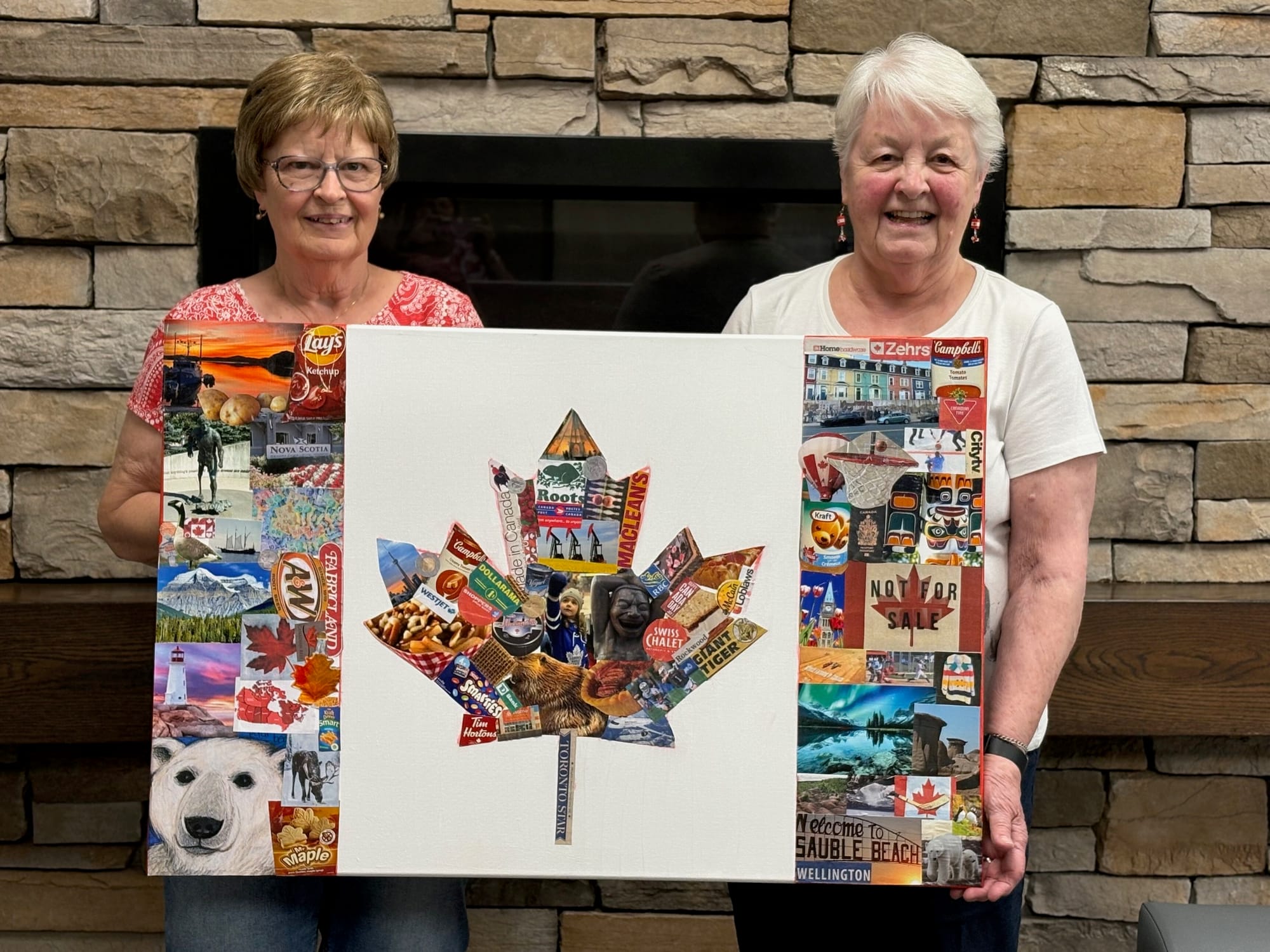 “Lunch Bunch” group from Rockwood Older Adults Centre create Canada flag collage