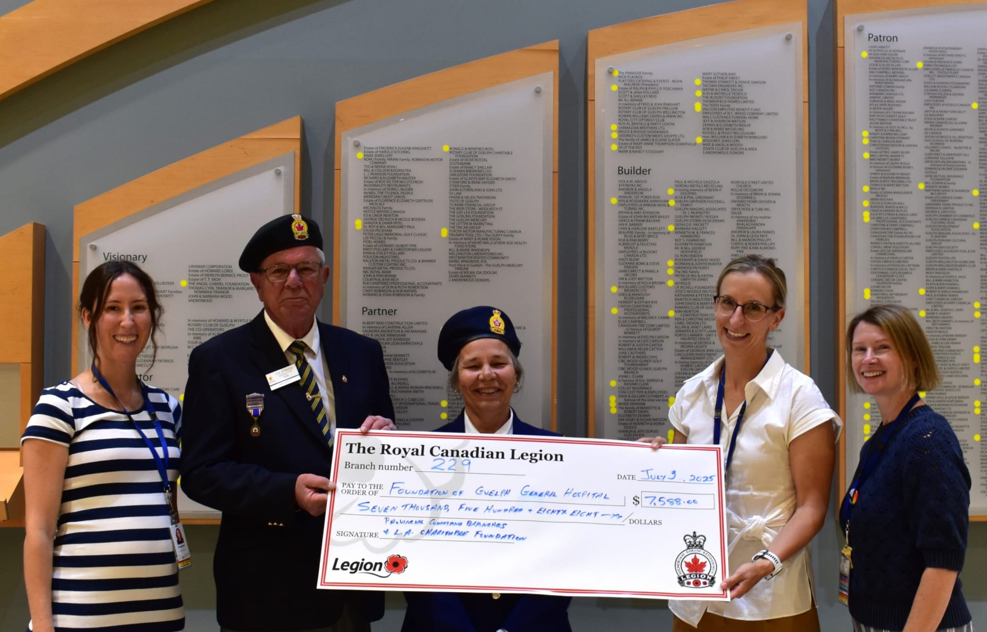 Group donation to Foundation of Guelph General Hospital